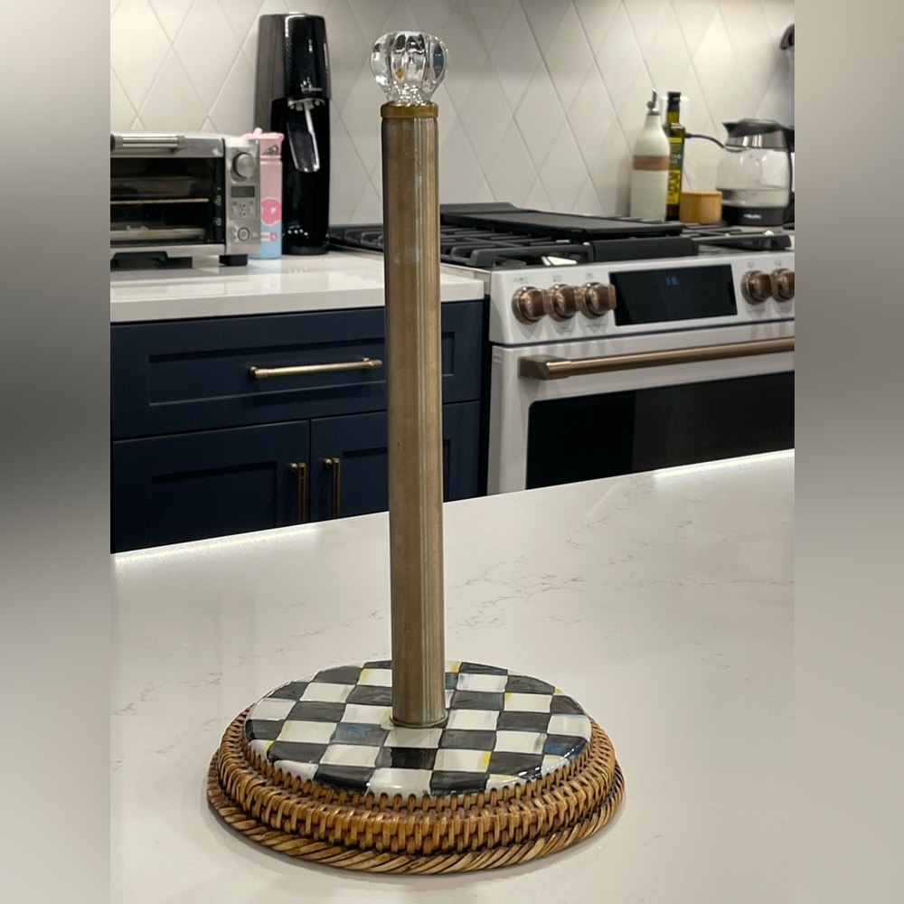 MacKenzie Childs Courtly Check Wood Paper Towel Holder